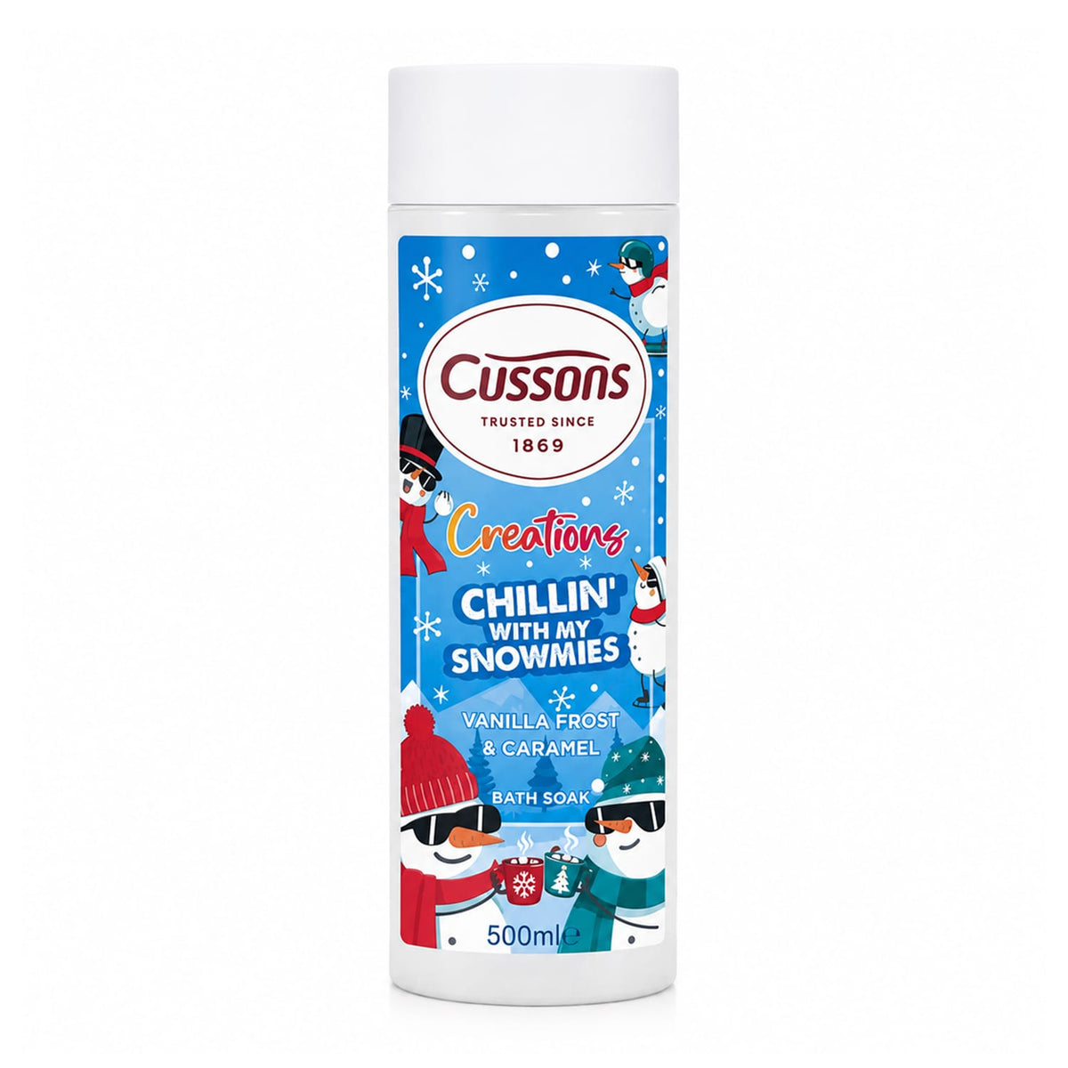 Cussons Creations Chillin With My Snowmies Bath Soak 500ml - Vanilla Frost & Caramel