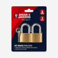 Spear & Jackson Select Brass Padlocks 2 Pieces - 40mm