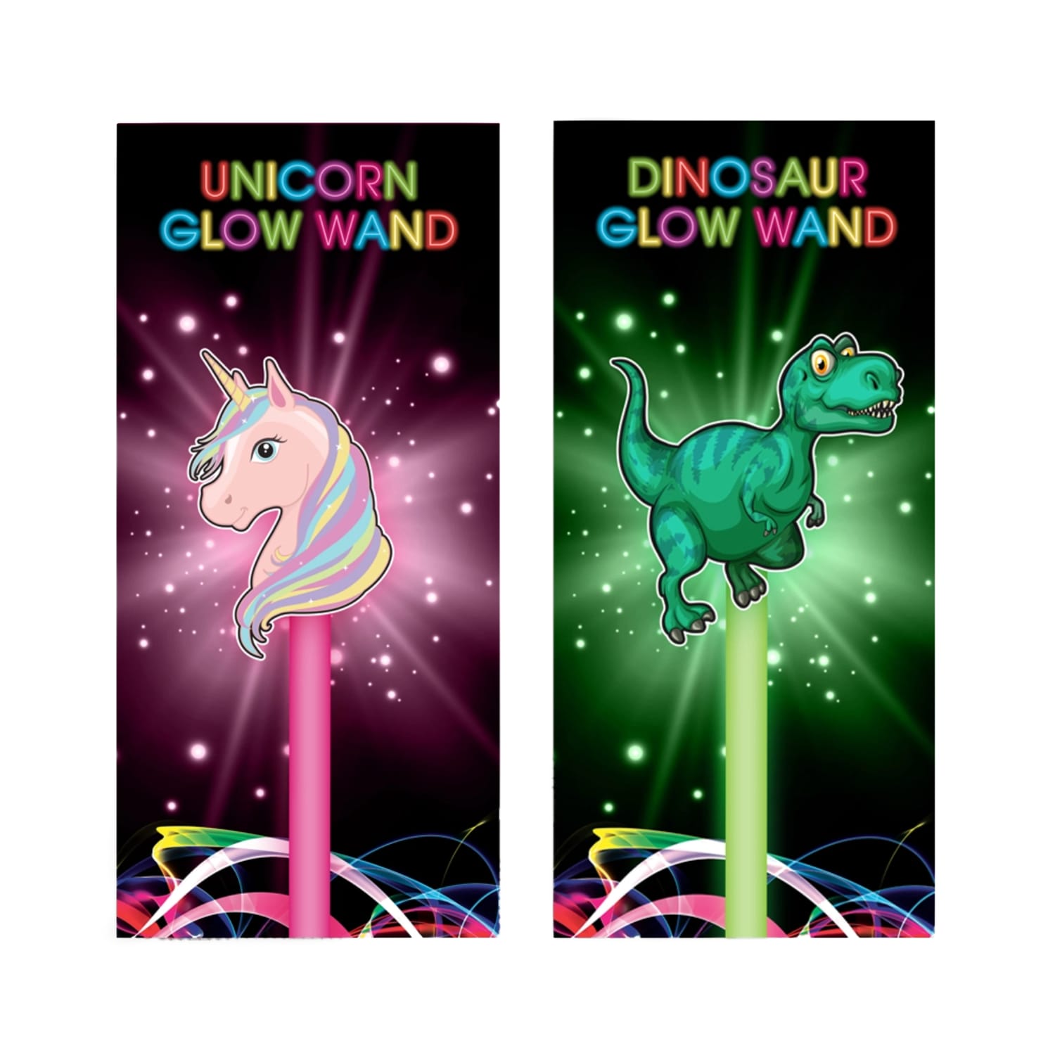 Neon Nights Dinosaur & Unicorn Glow Wands x12, product image 2
